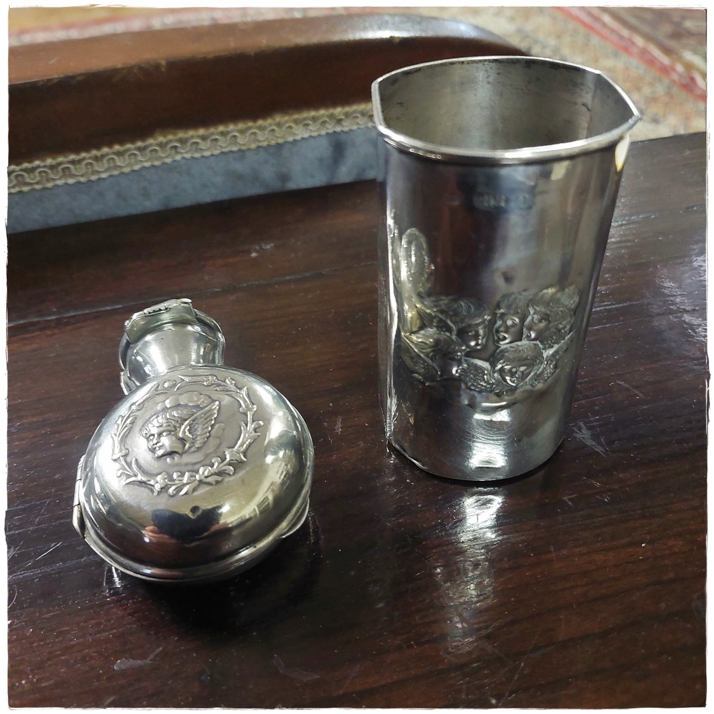 Hallmarked silver perfume bottle and bottle cover