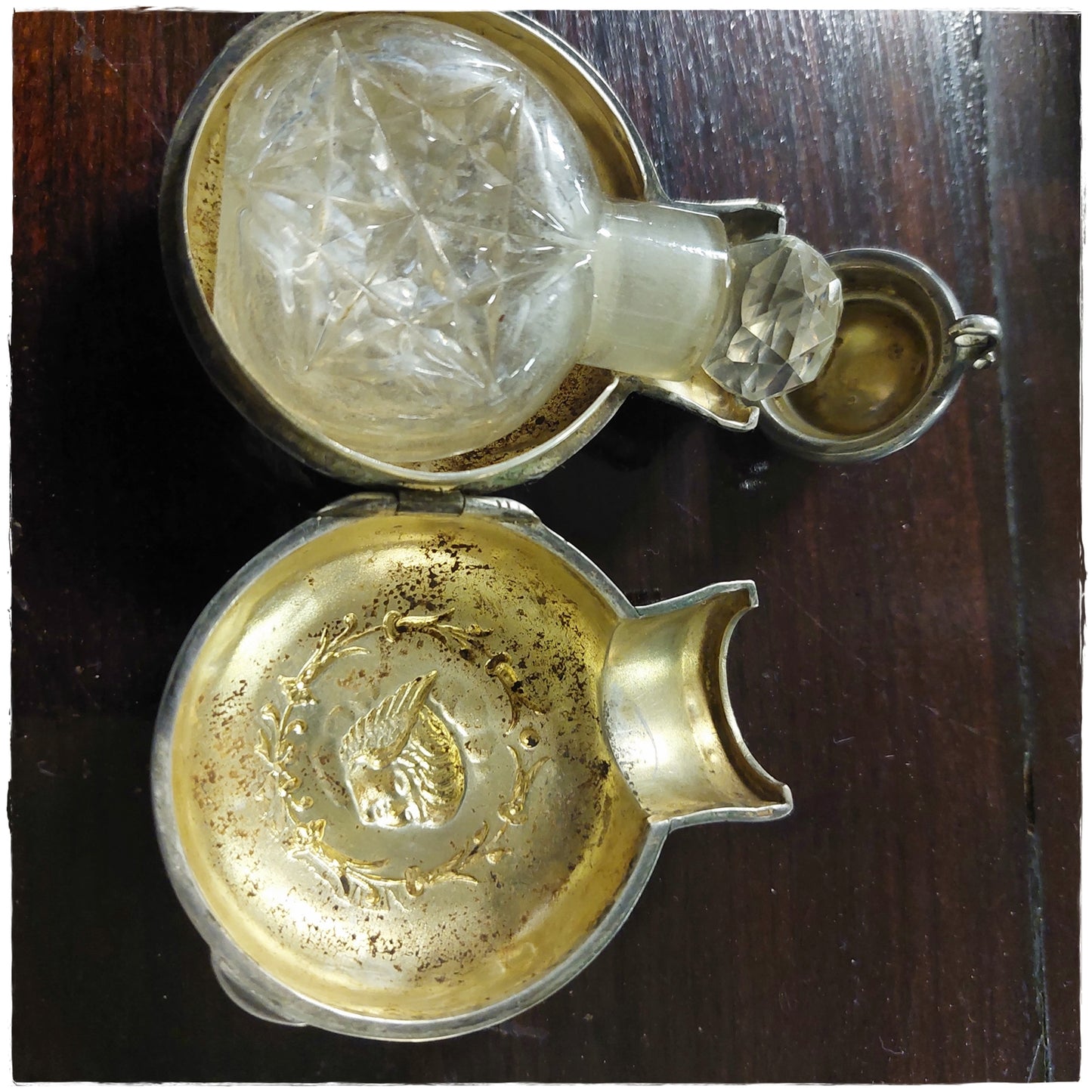 Hallmarked silver perfume bottle and bottle cover