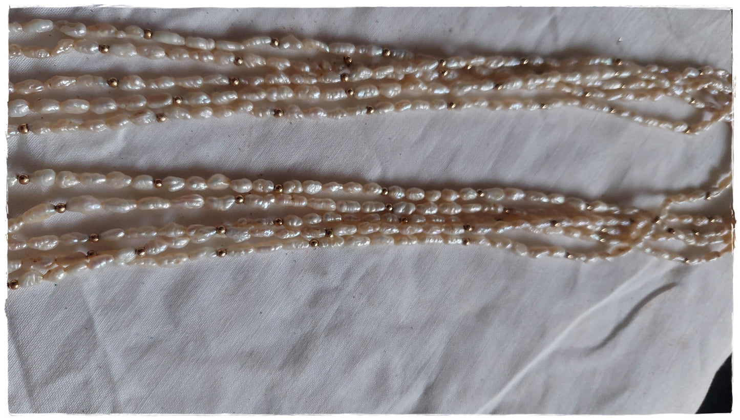 Seed Pearl and 14ct gold necklace