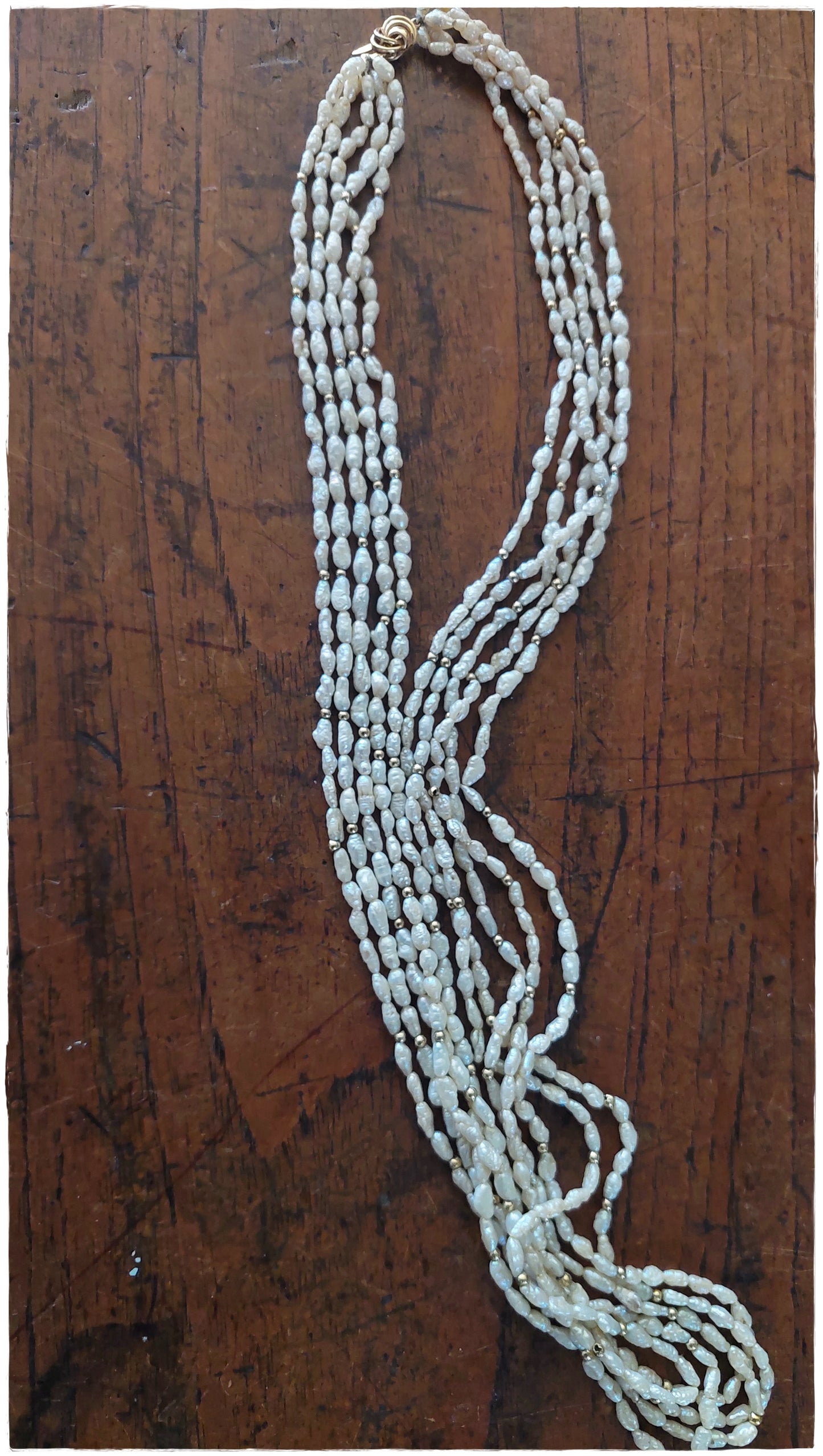 Seed Pearl and 14ct gold necklace