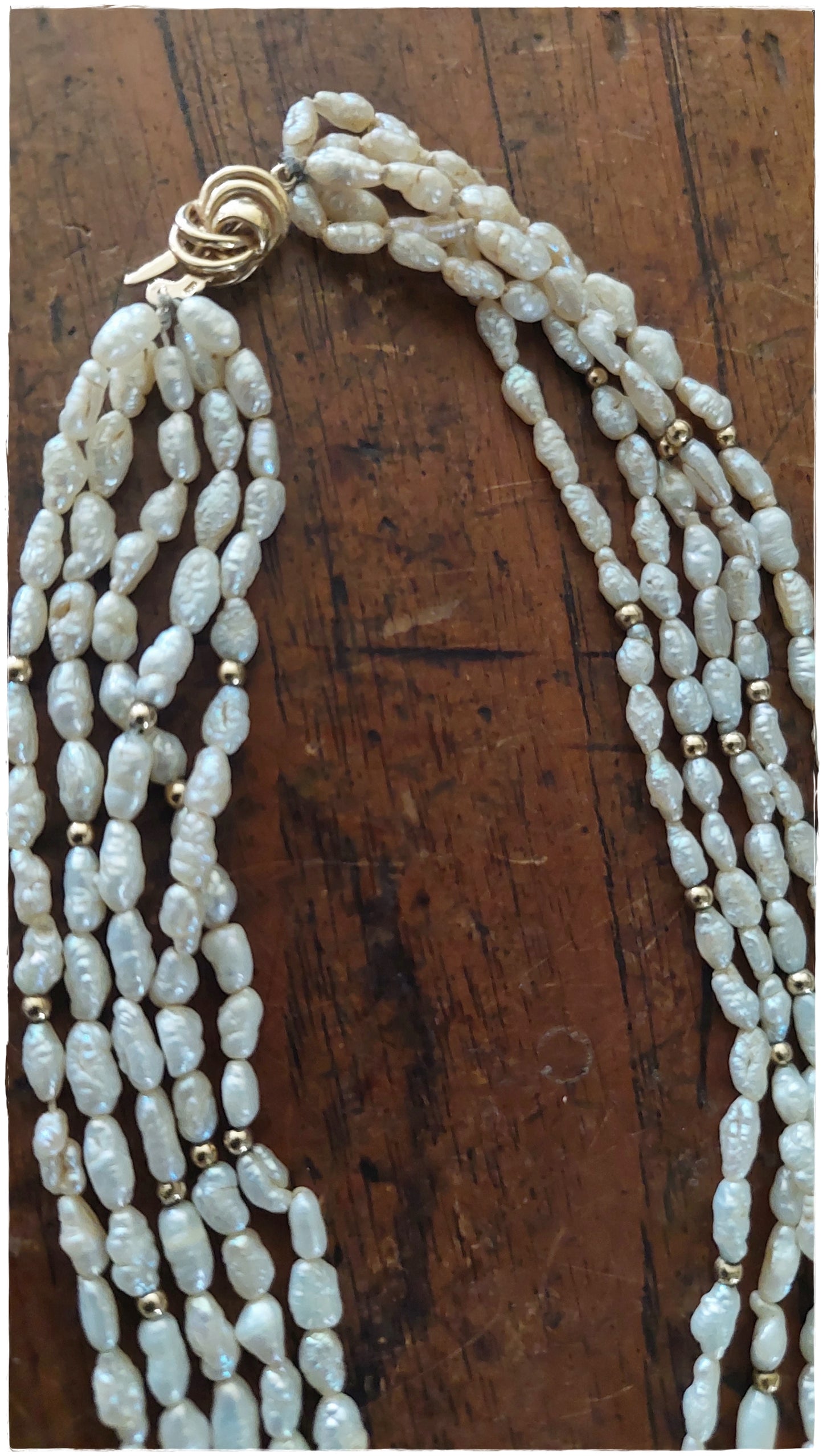 Seed Pearl and 14ct gold necklace