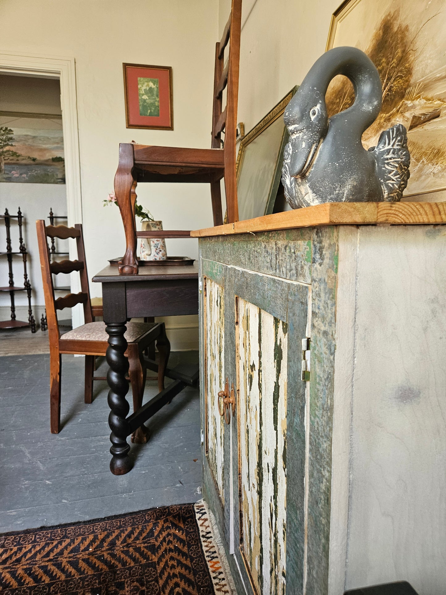 Rustic green base cupboard