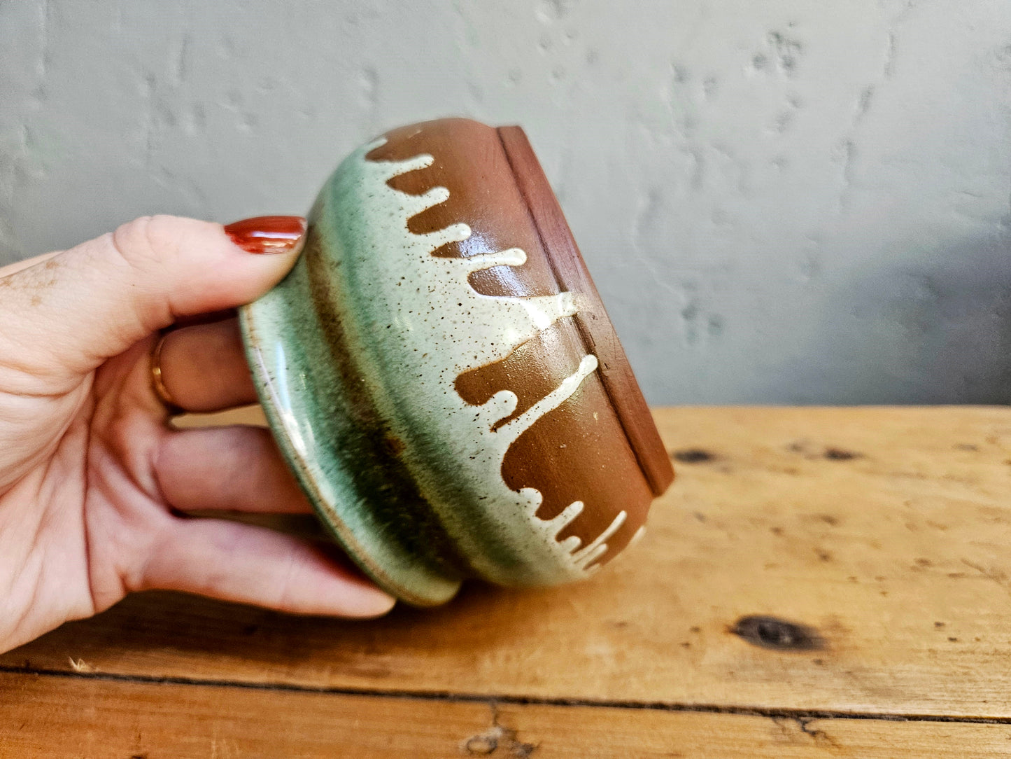 Small drip glaze pottery dish