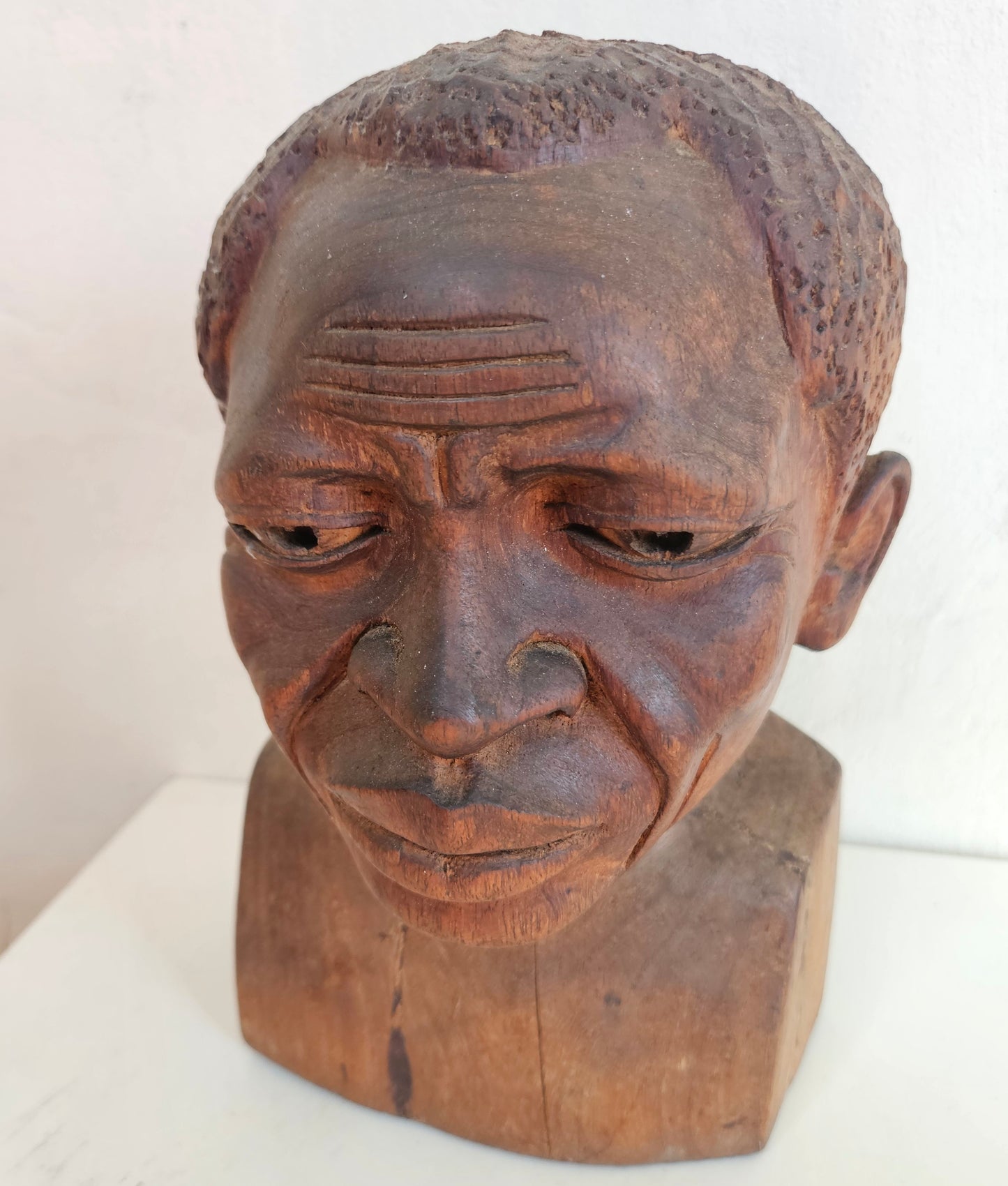 Carved wooden bust
