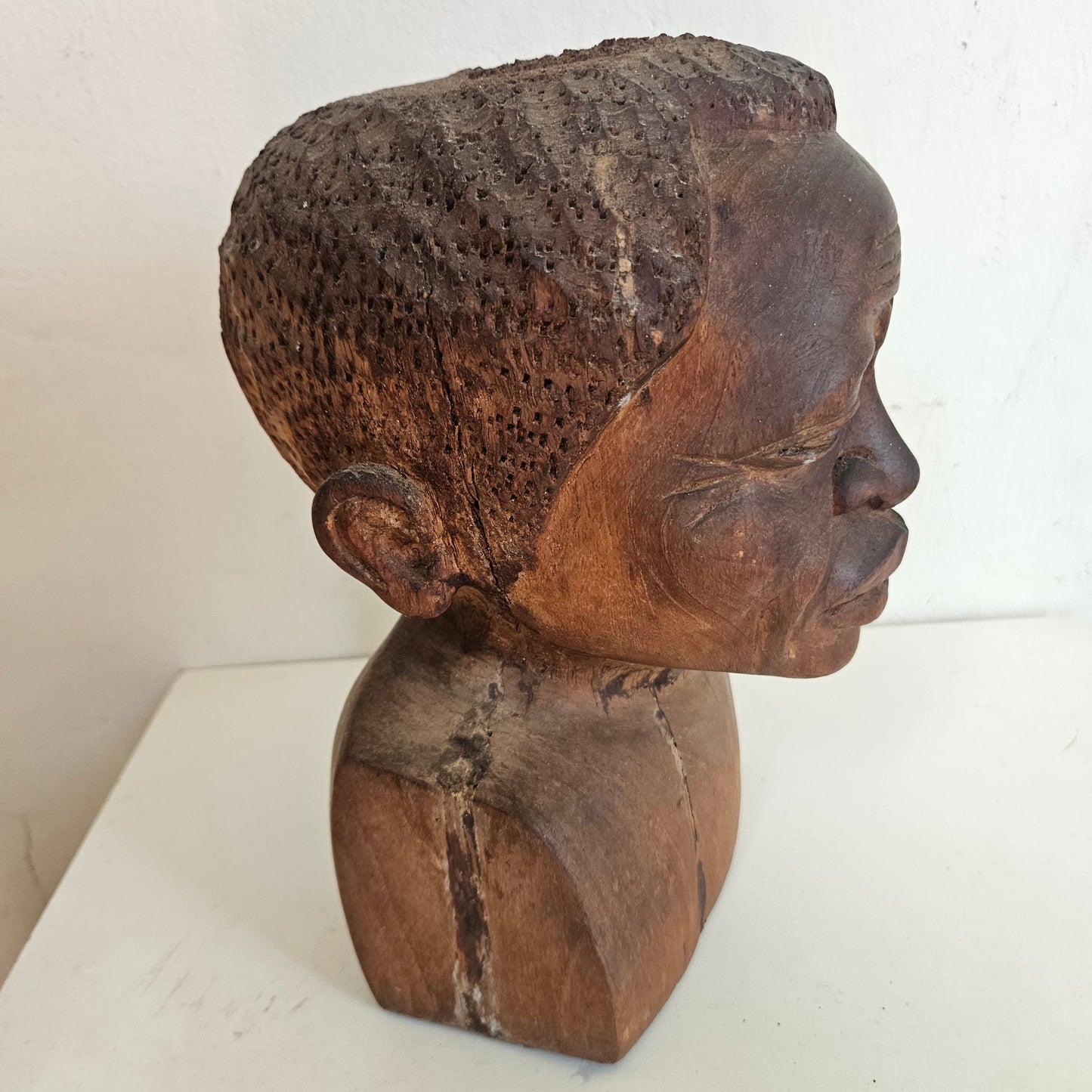 Carved wooden bust