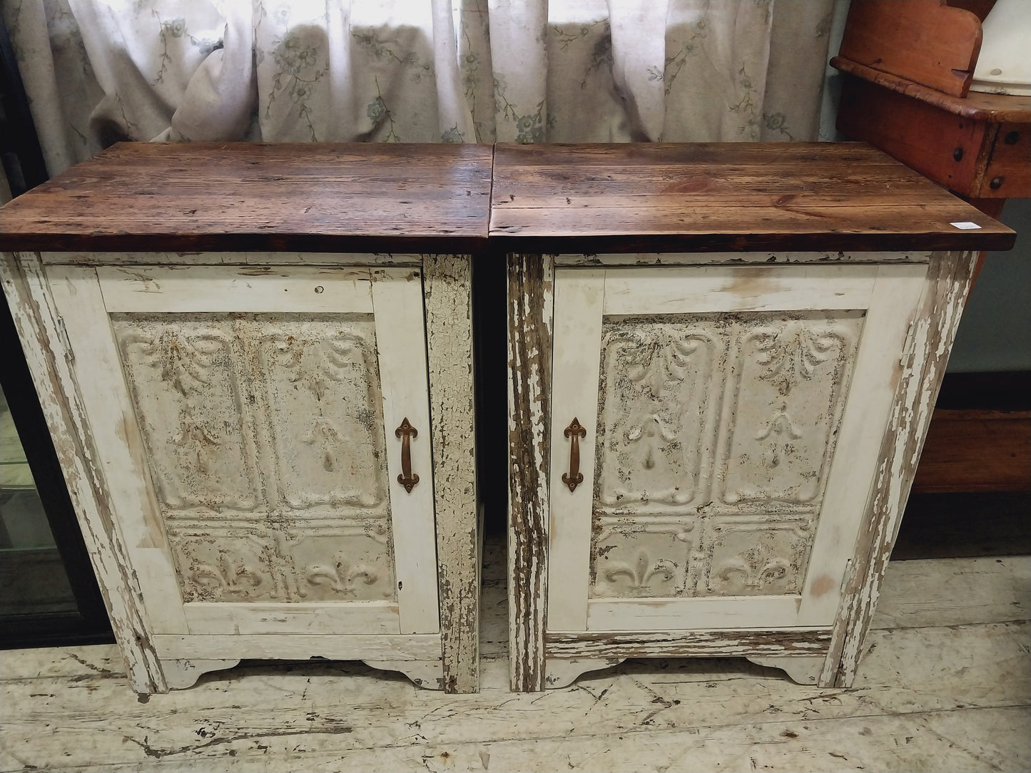 Pair of rustic bedside pedestals