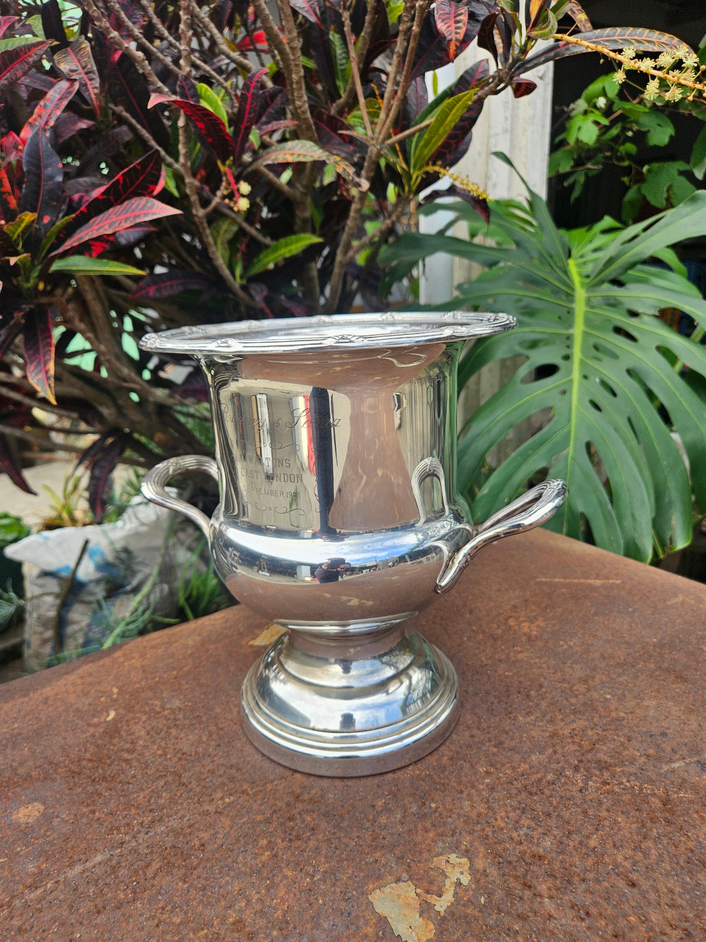 Silver plated rose bowl trophy