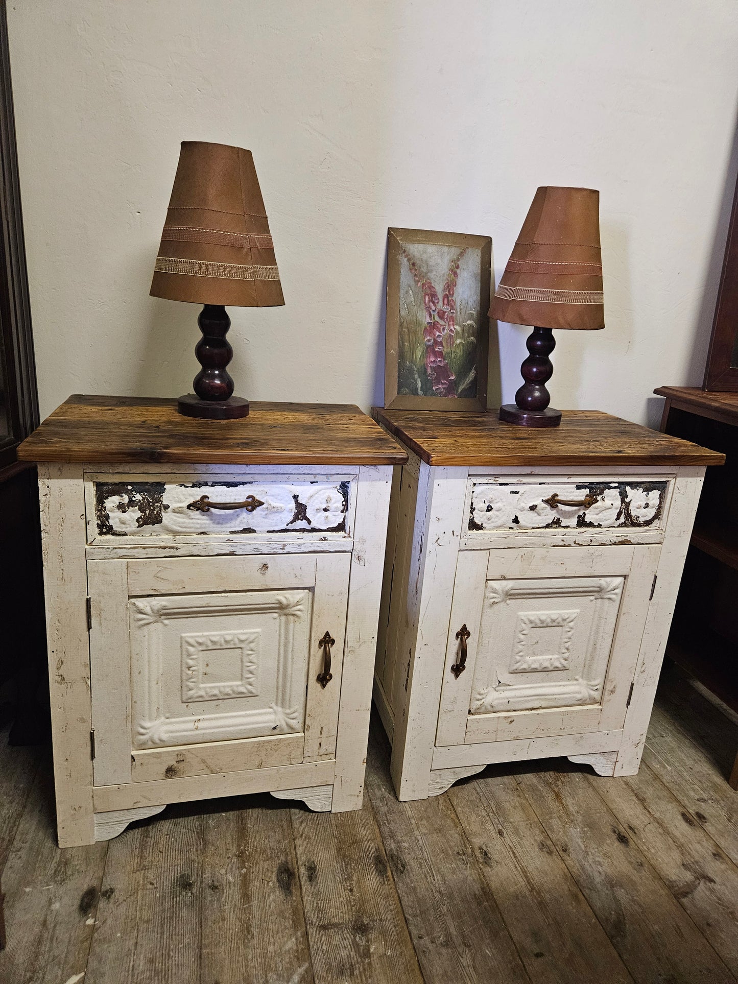 Rustic pedestals pair