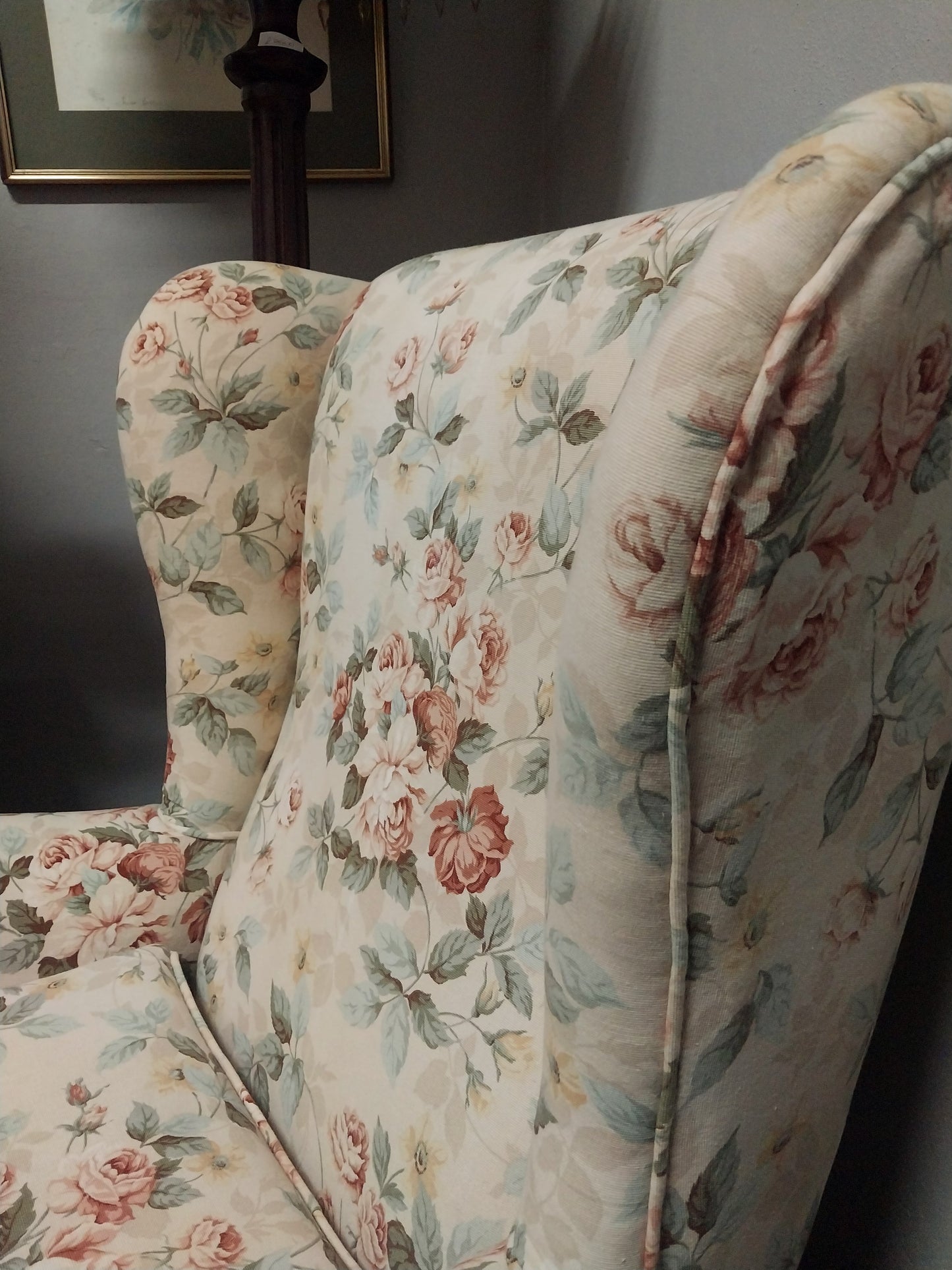Floral wingback chair