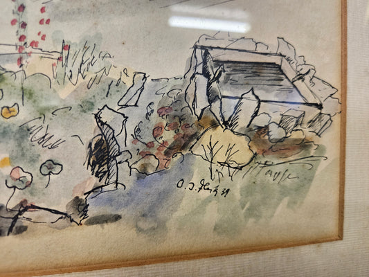 Ink and watercolour painting