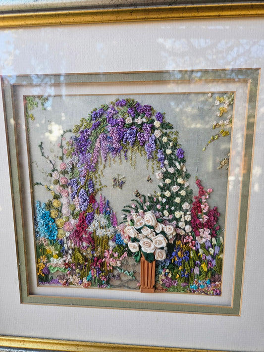 Secret garden embroidered picture