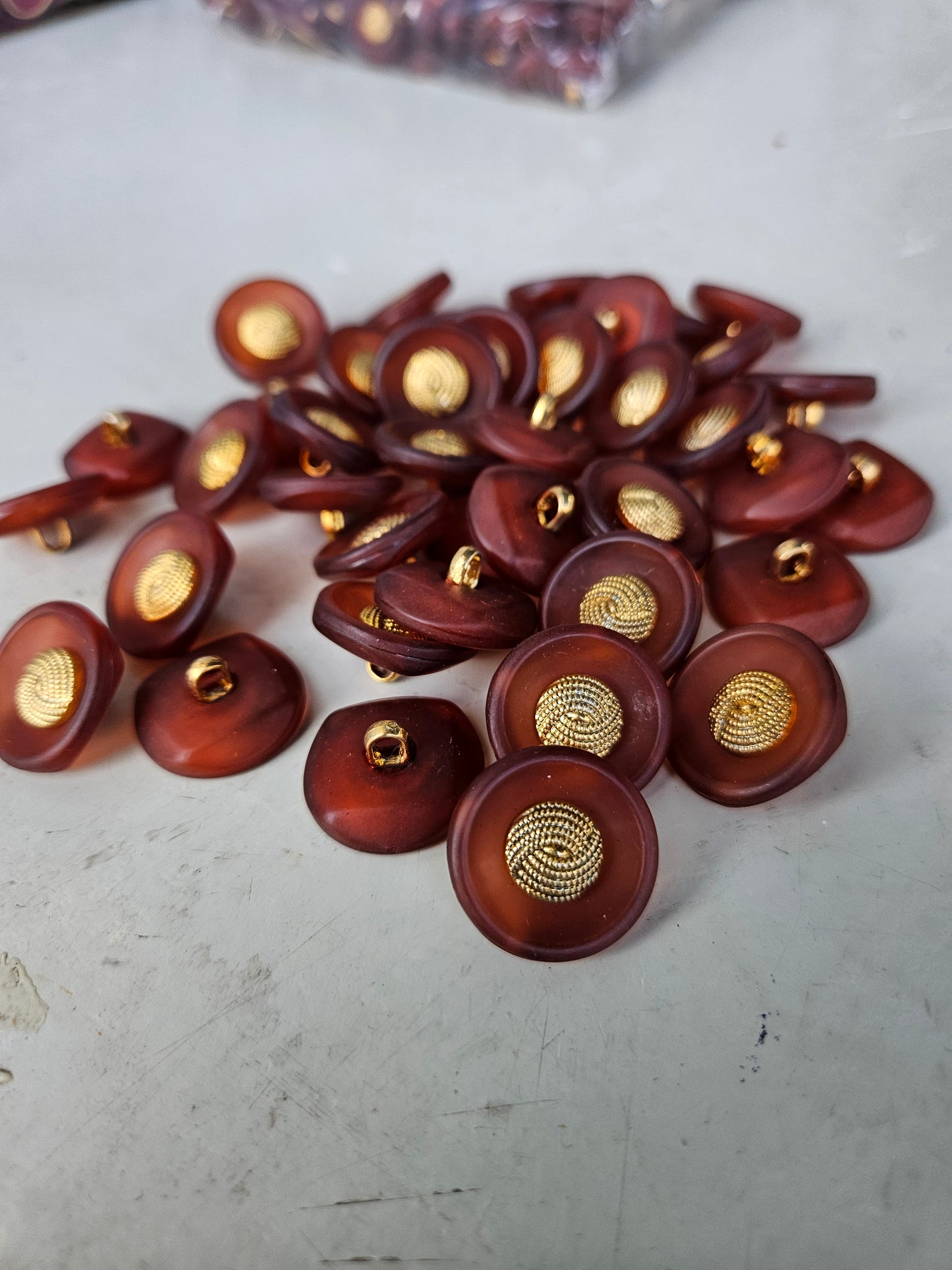 Amber and gold buttons