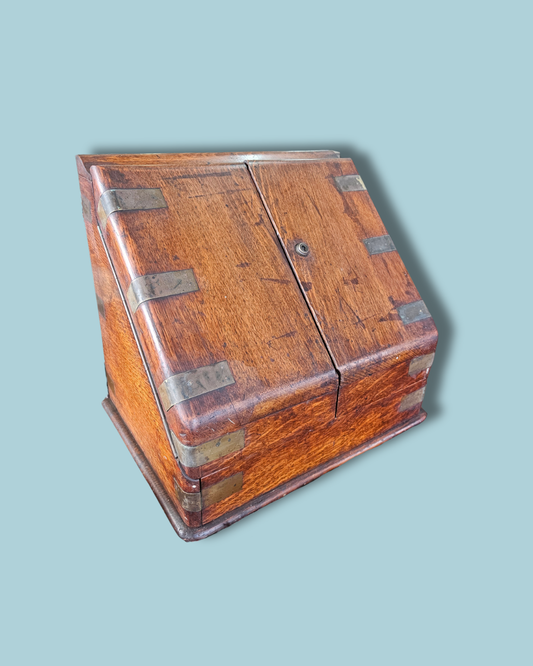 Antique oak desktop stationery cabinet