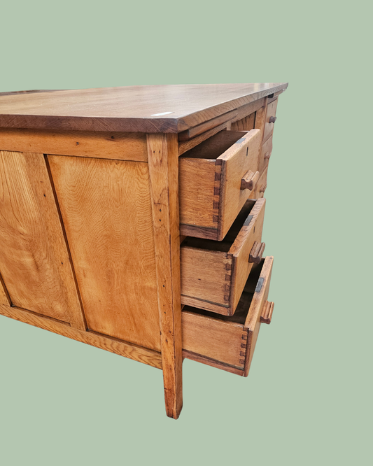 Solid oak desk with 6 drawers