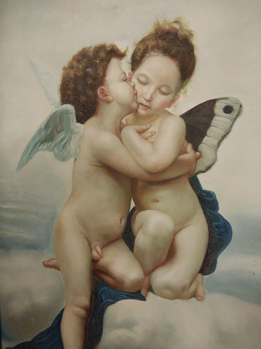 Large painting of two cupids