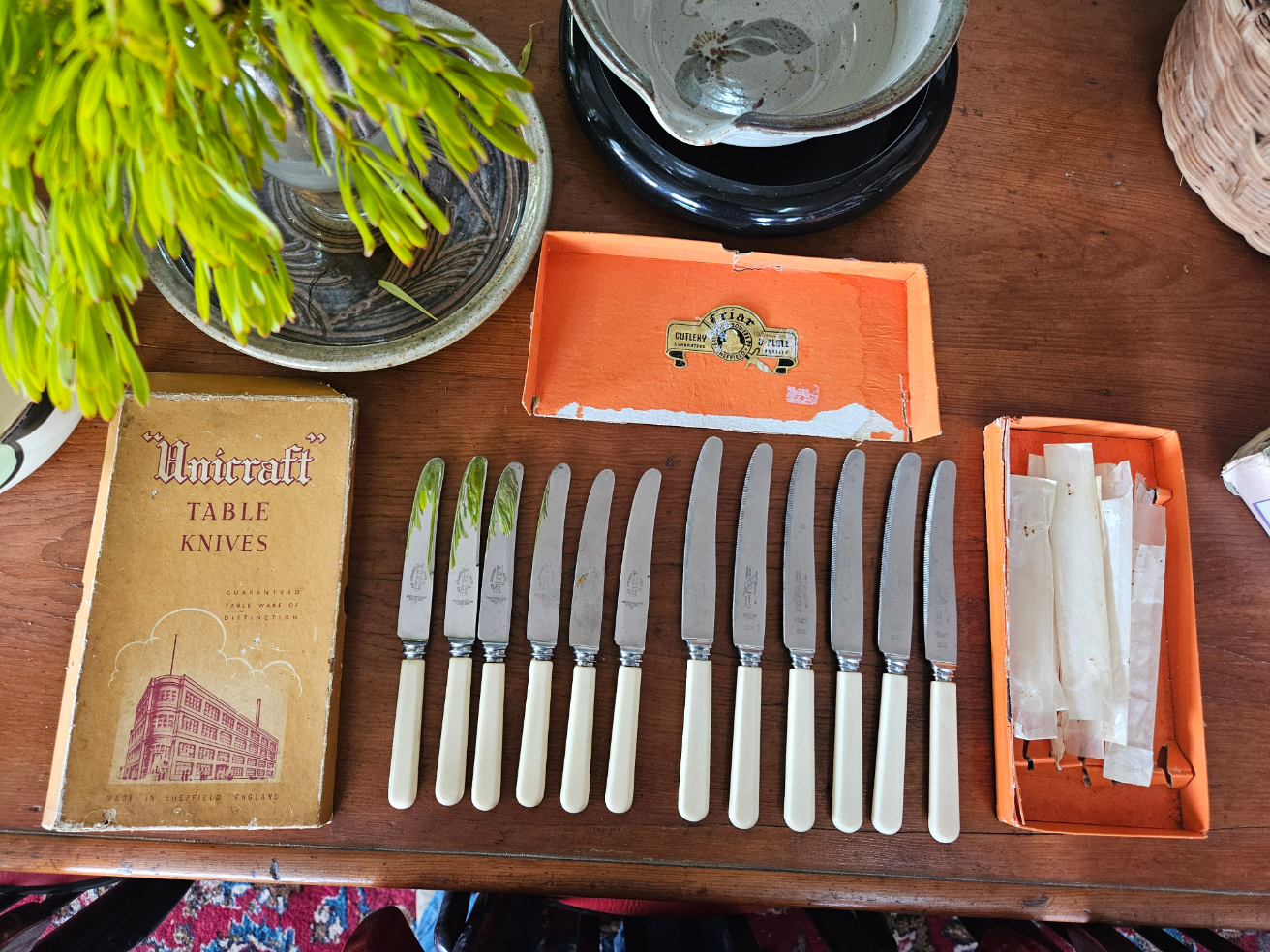 Set of 12 bone handled knives knives