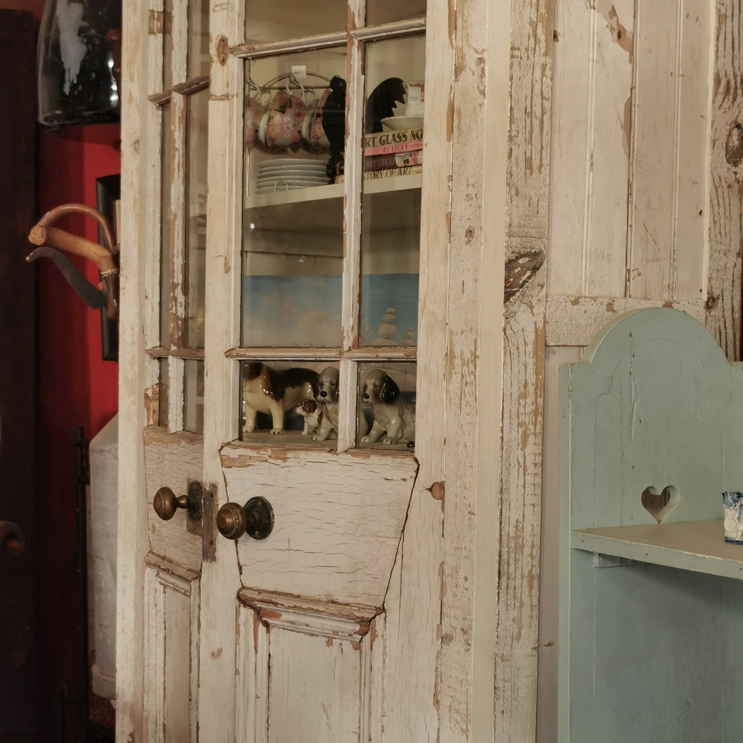 Large Rustic Cabinet with Glass doors