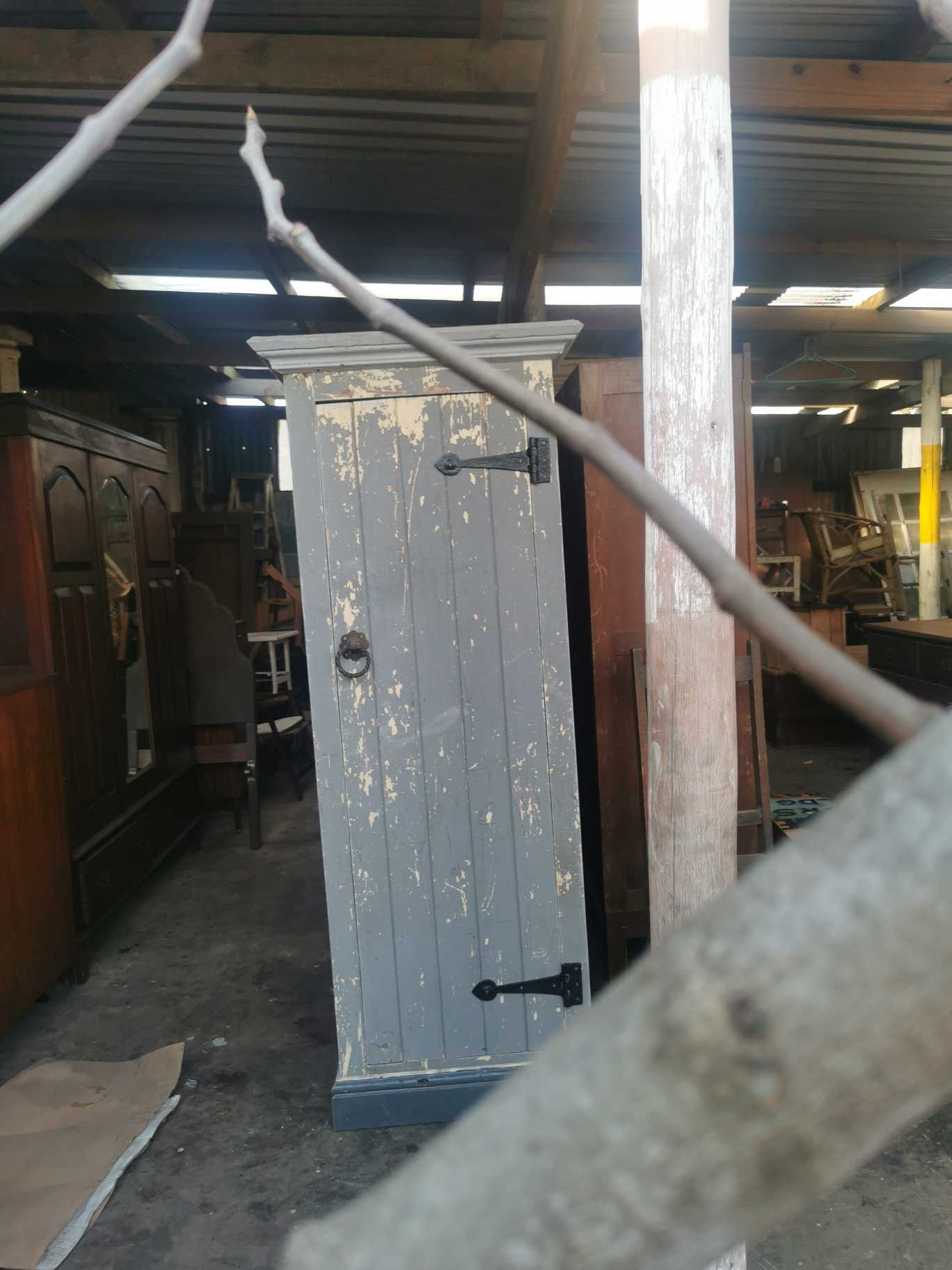 Tall grey rustic cupboard