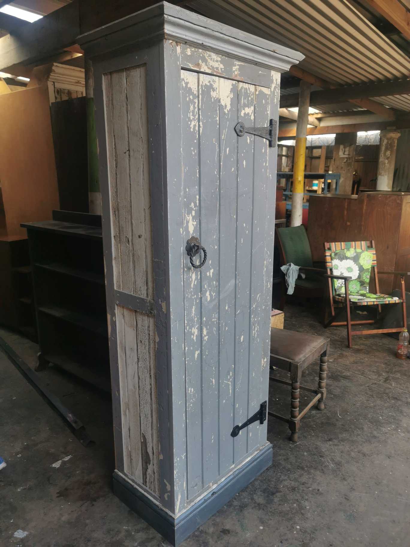 Tall grey rustic cupboard
