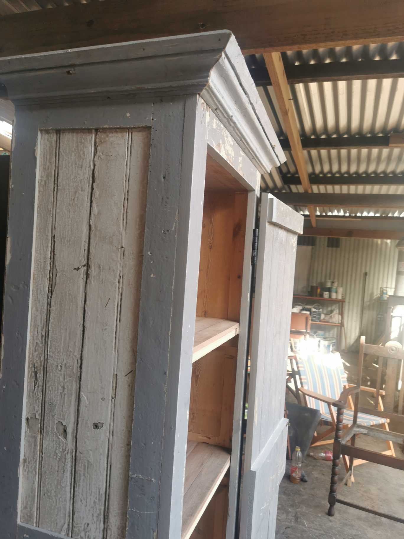 Tall grey rustic cupboard