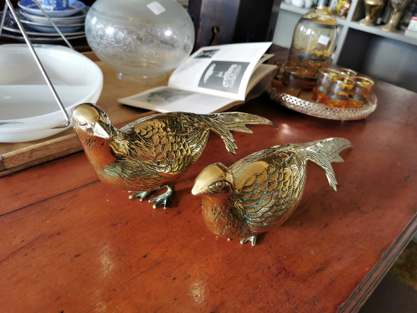 Pair of Brass Pheasants