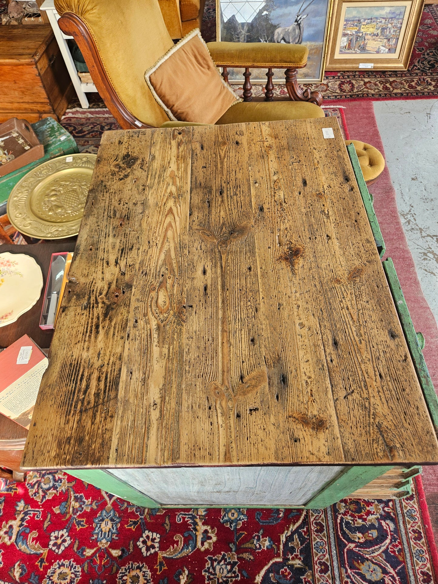 Rustic green chest of drawers