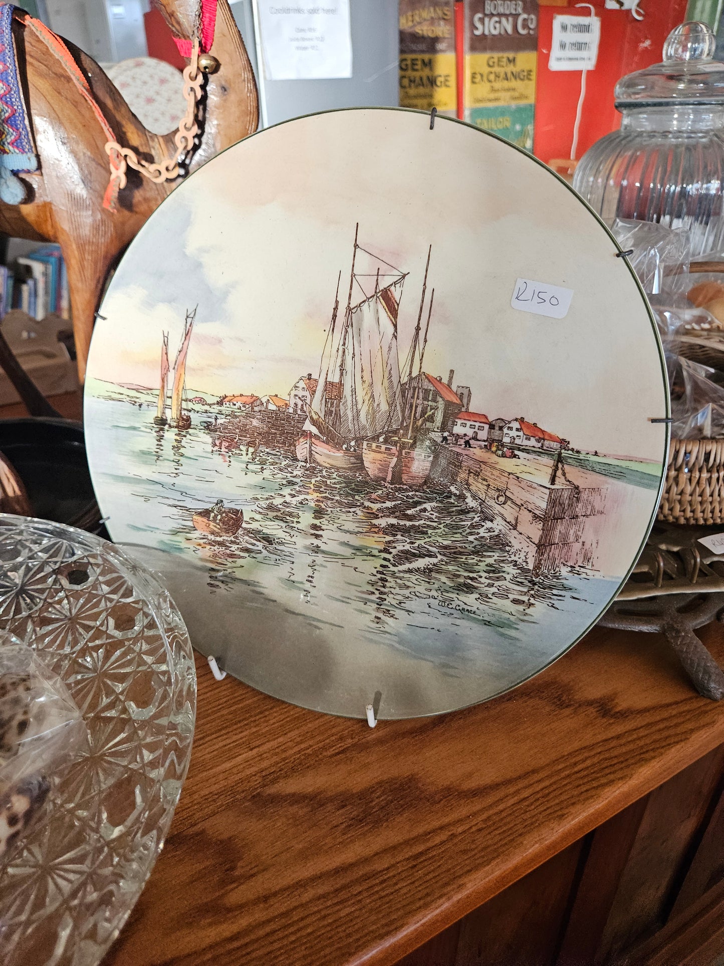 Plate with boat scene
