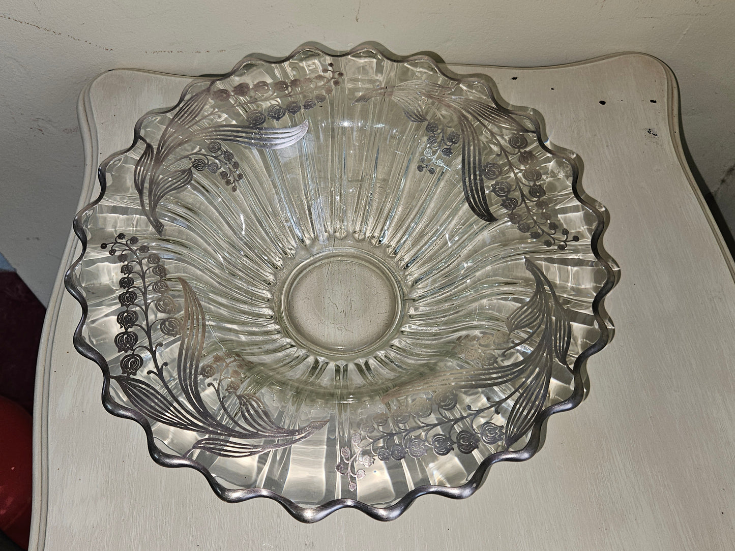 Glass bowl with Sterling silver overlay
