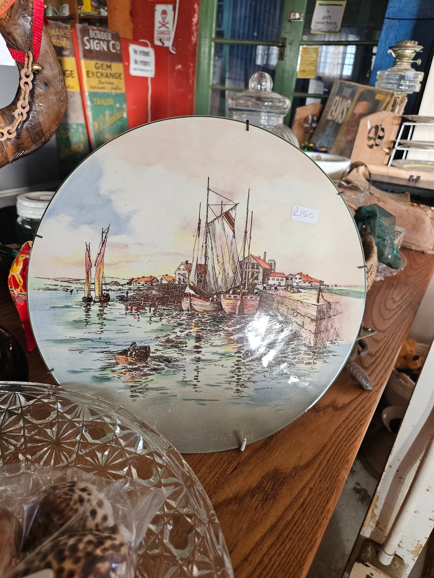 Plate with boat scene