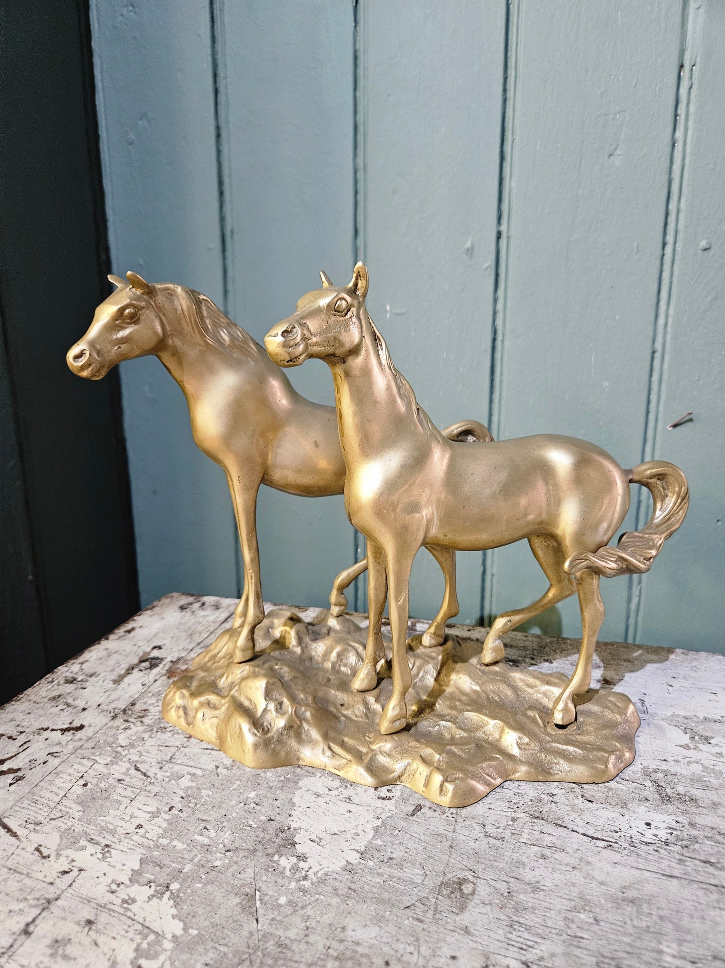Brass horses figurine
