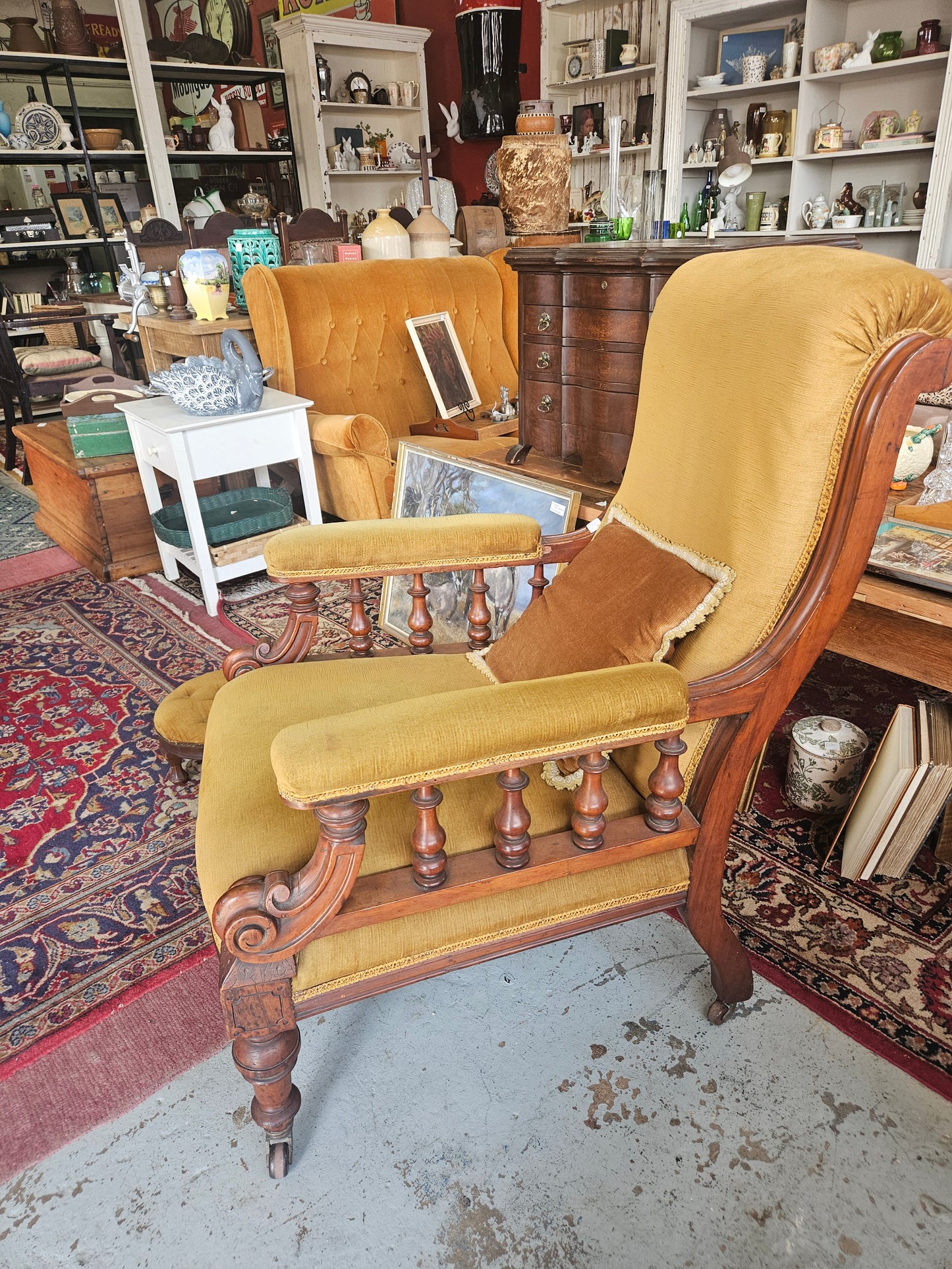 Late Victorian Mahogany Fireside Chair