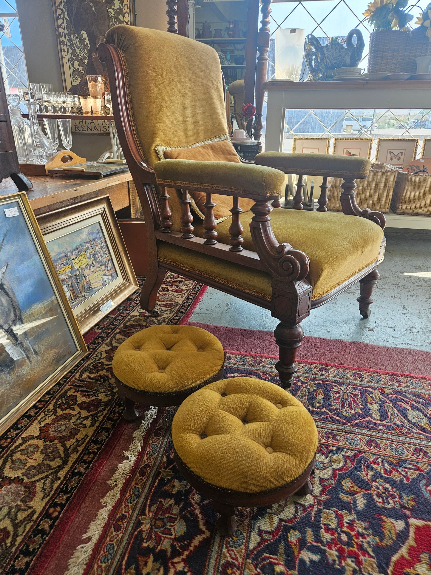 Late Victorian Mahogany Fireside Chair