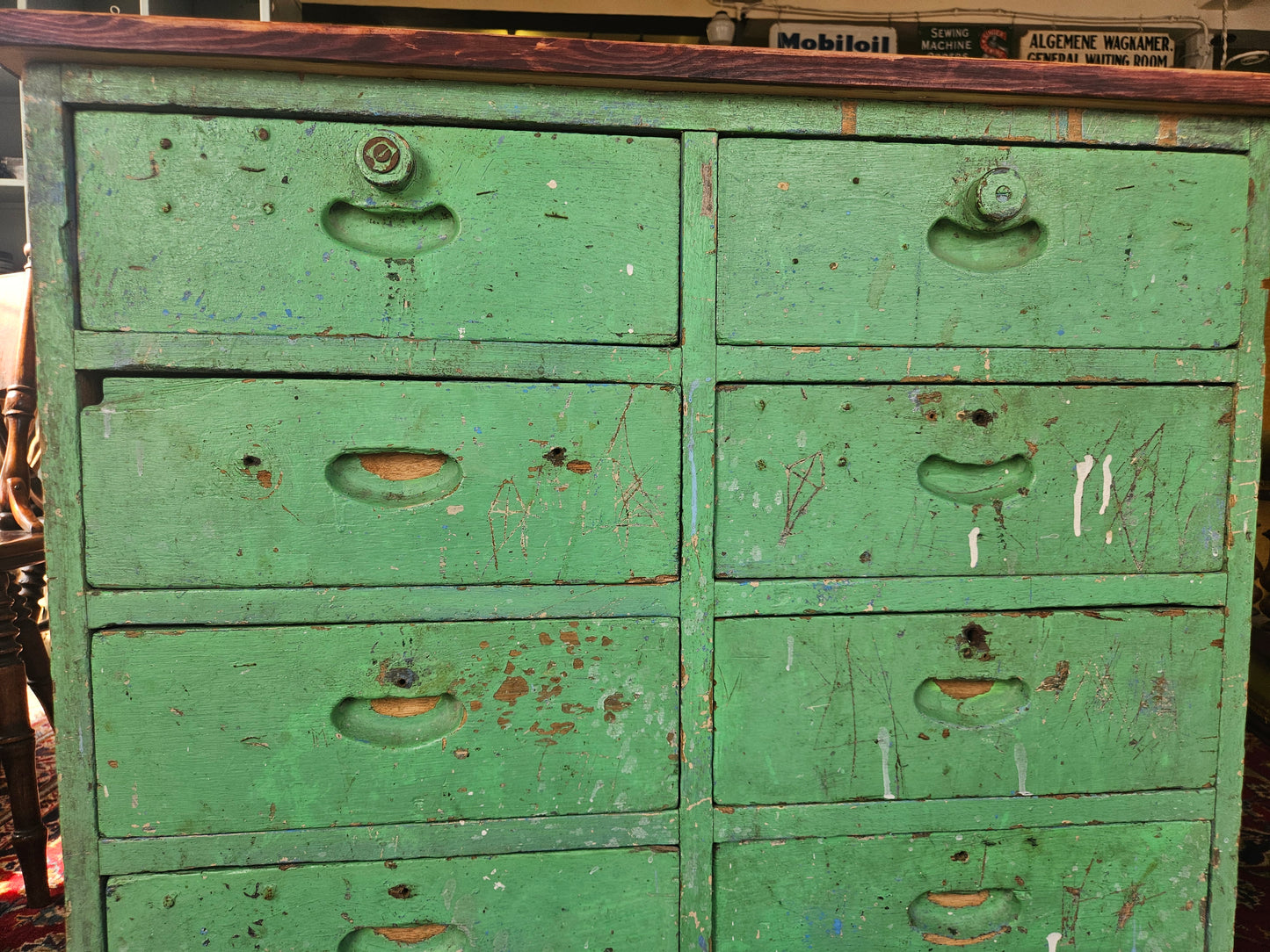 Rustic green chest of drawers