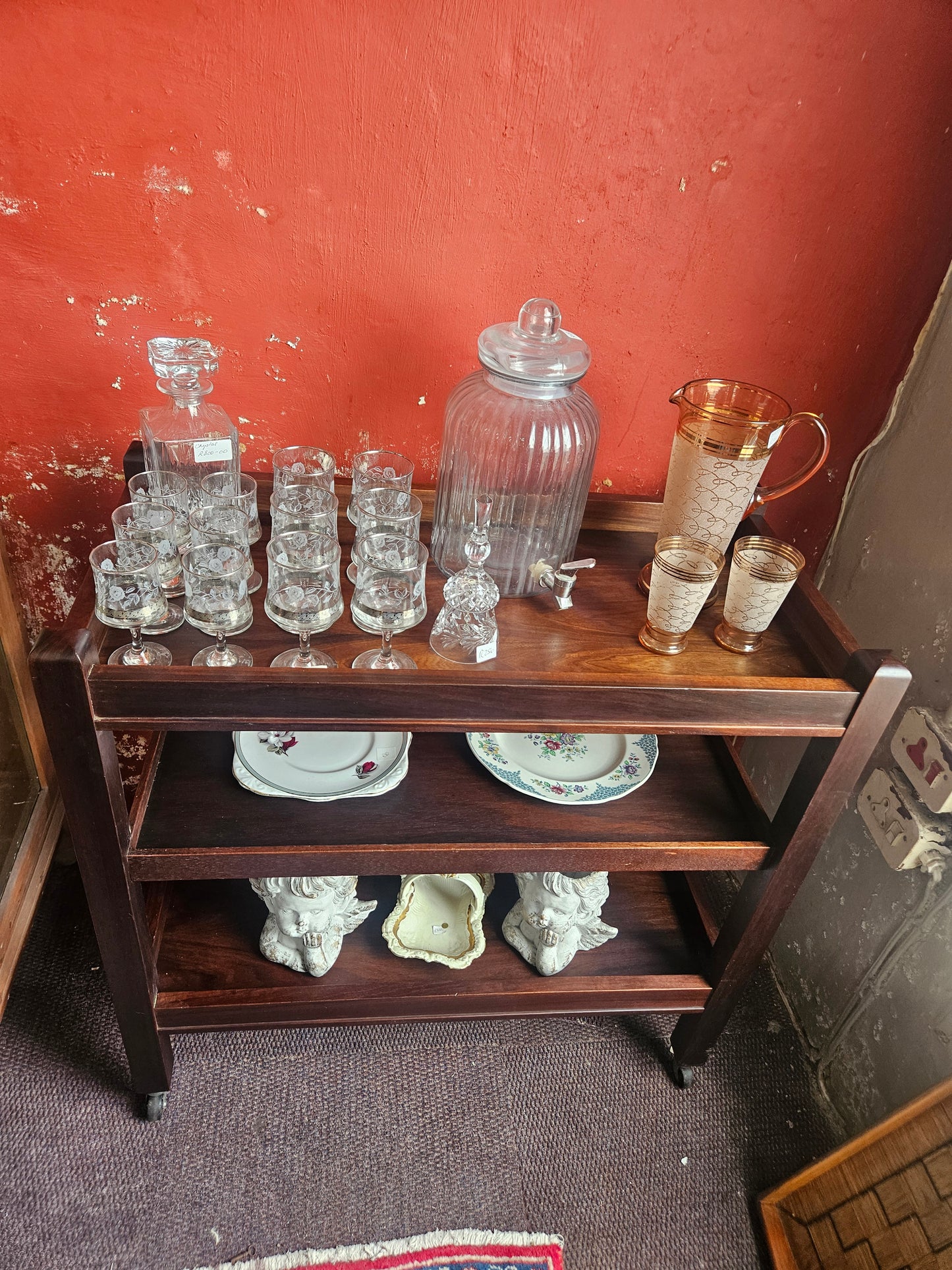 Imbuia tea trolley