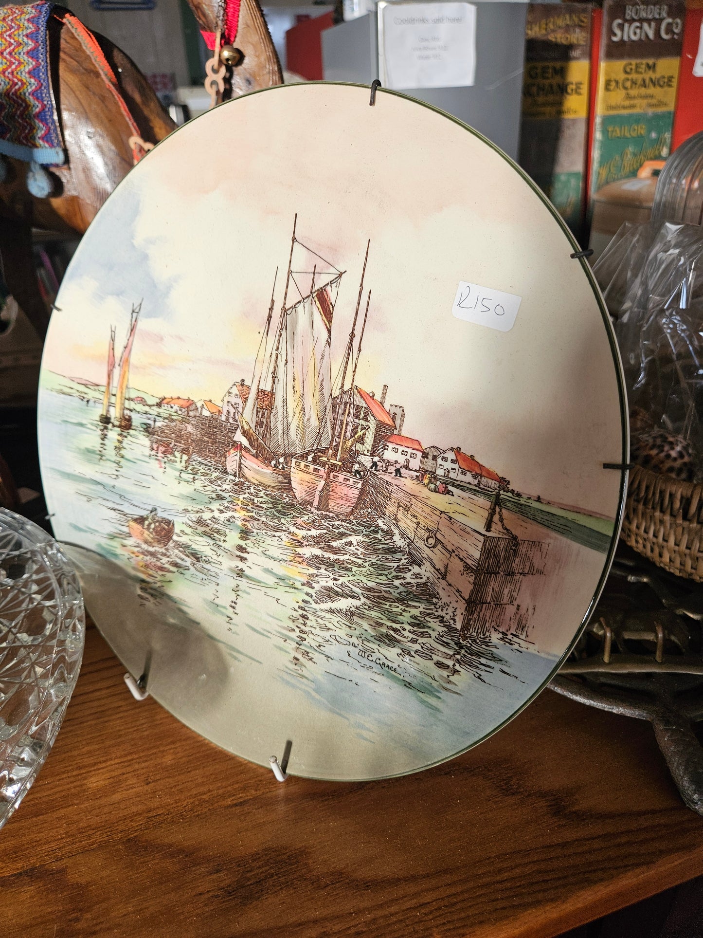 Plate with boat scene