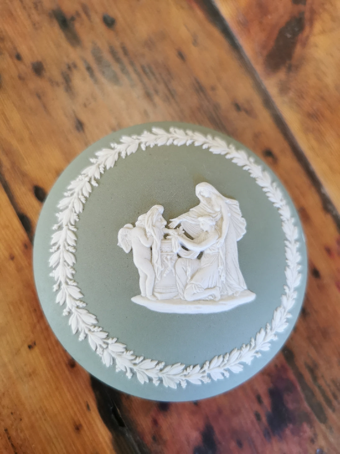 Green Wedgwood jar