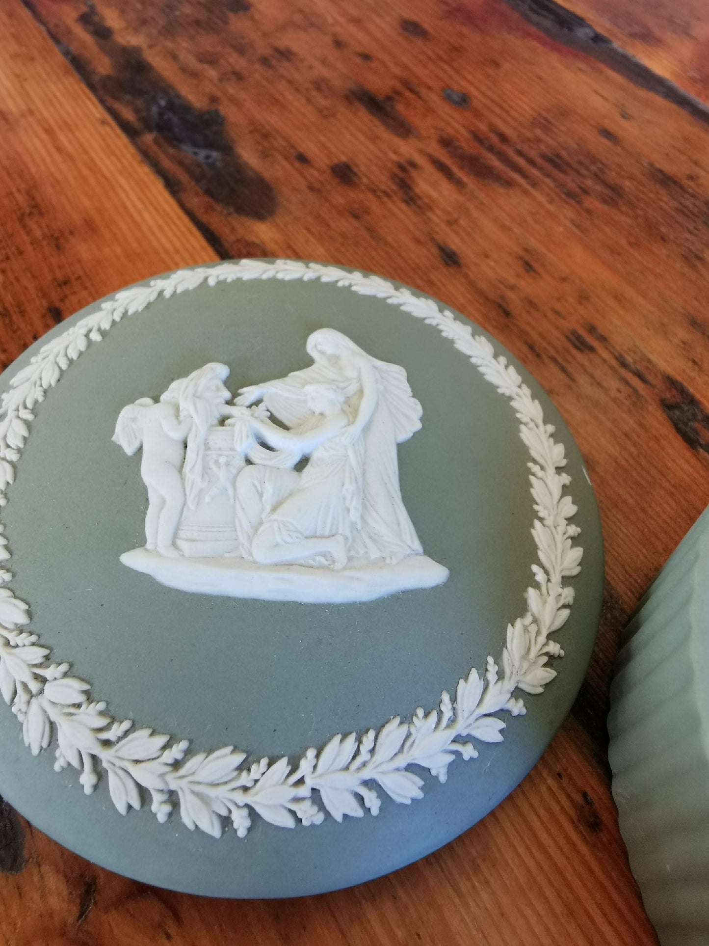 Green Wedgwood jar