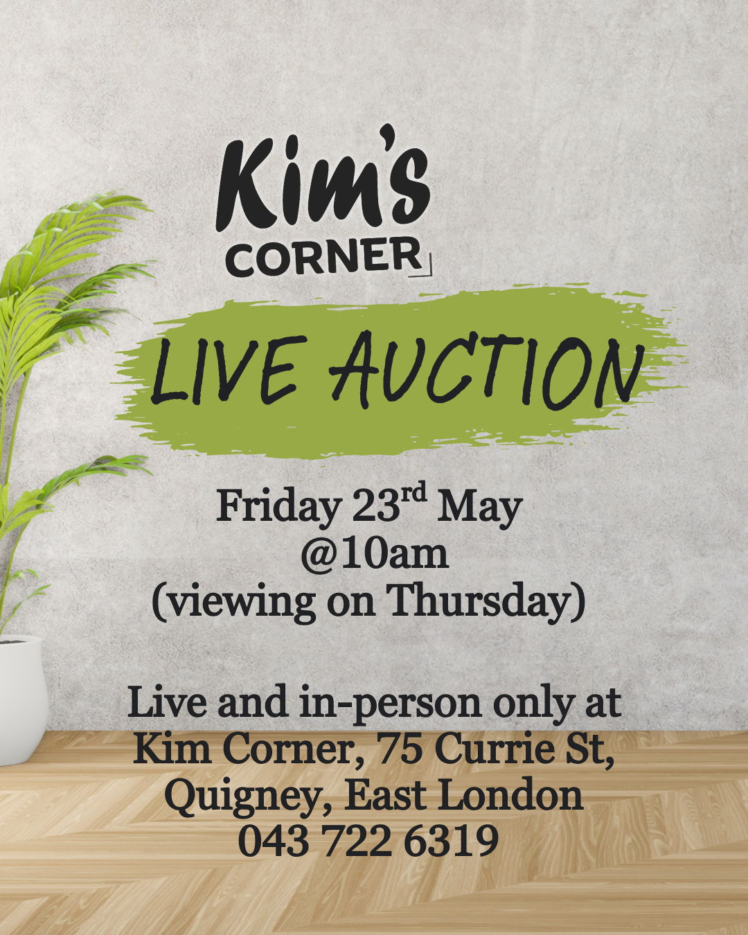 LIVE AUCTION this Friday 23rd May