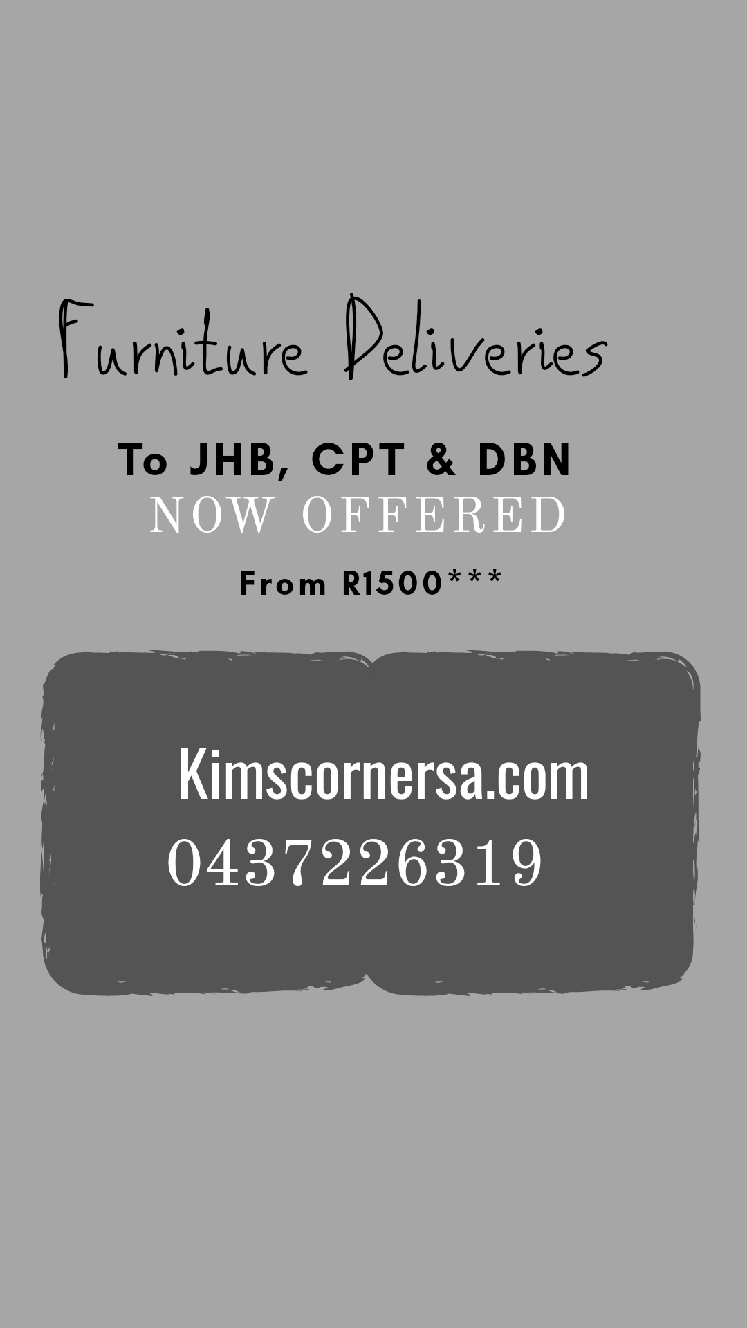 Furniture Deliveries available to JHB, CPT and DBN