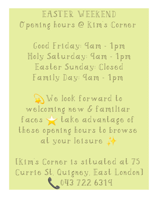We are open this Easter Weekend!