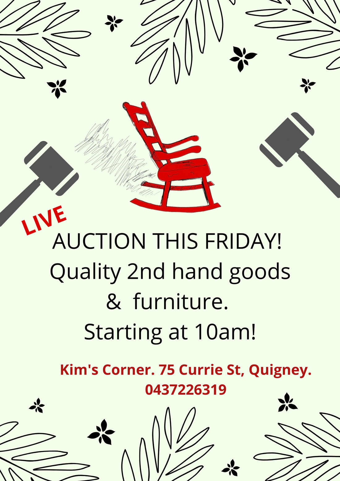 Live auction at Kim's this Friday
