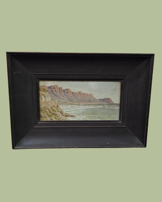 Vintage seascape in chunky wooden frame