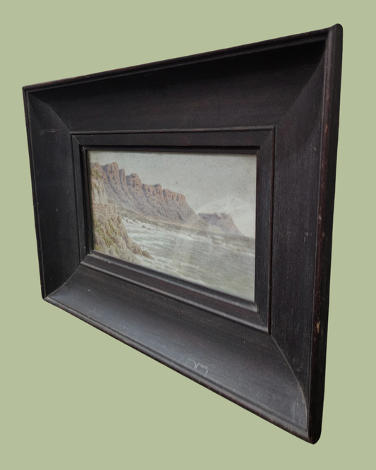 Vintage seascape in chunky wooden frame
