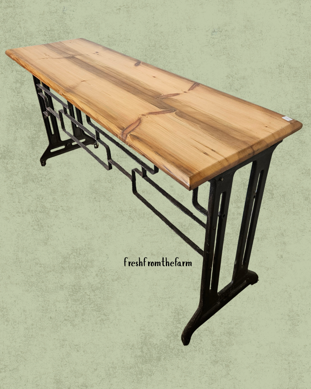 Rustic console table with metal base