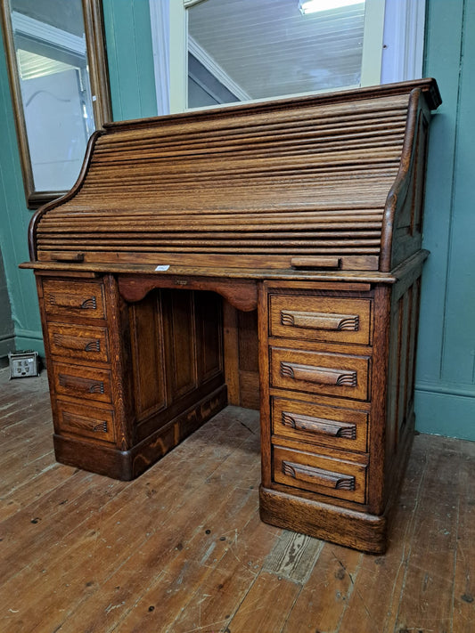 Victorian Oak Roll top desk