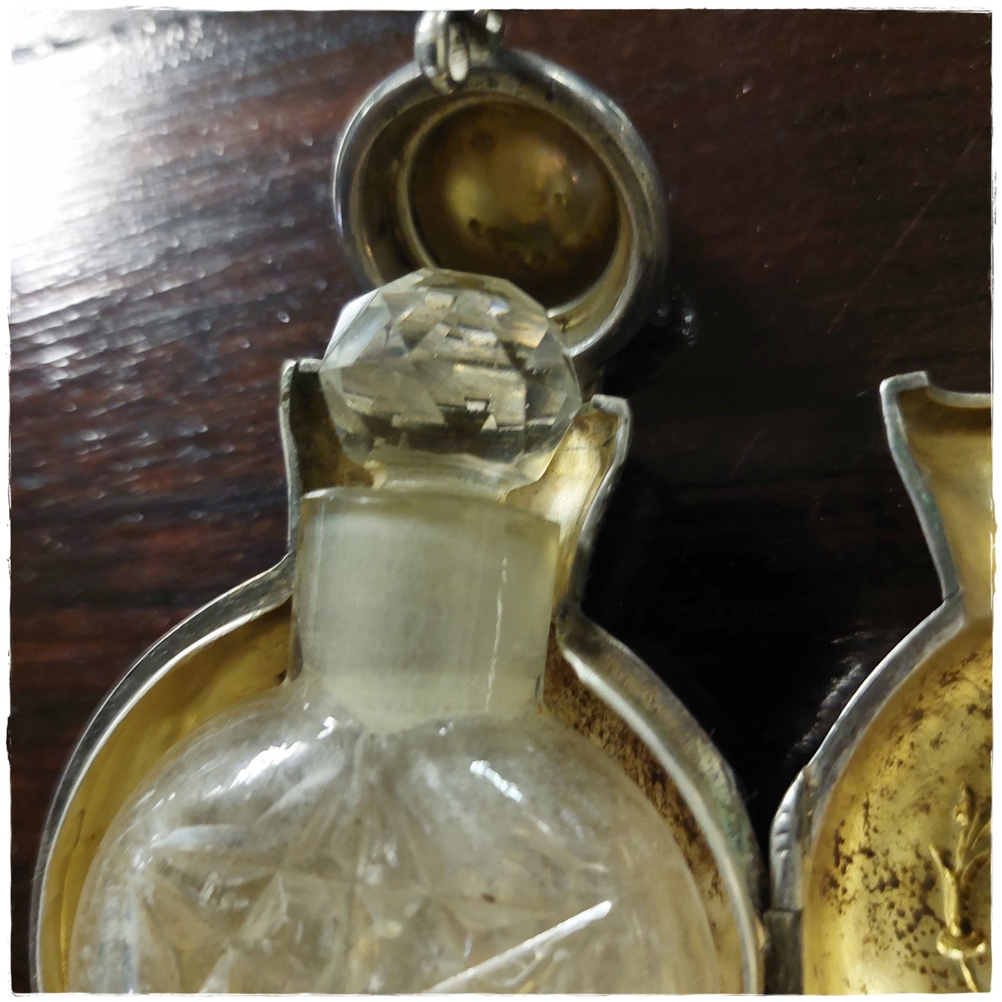 Hallmarked silver perfume bottle and bottle cover