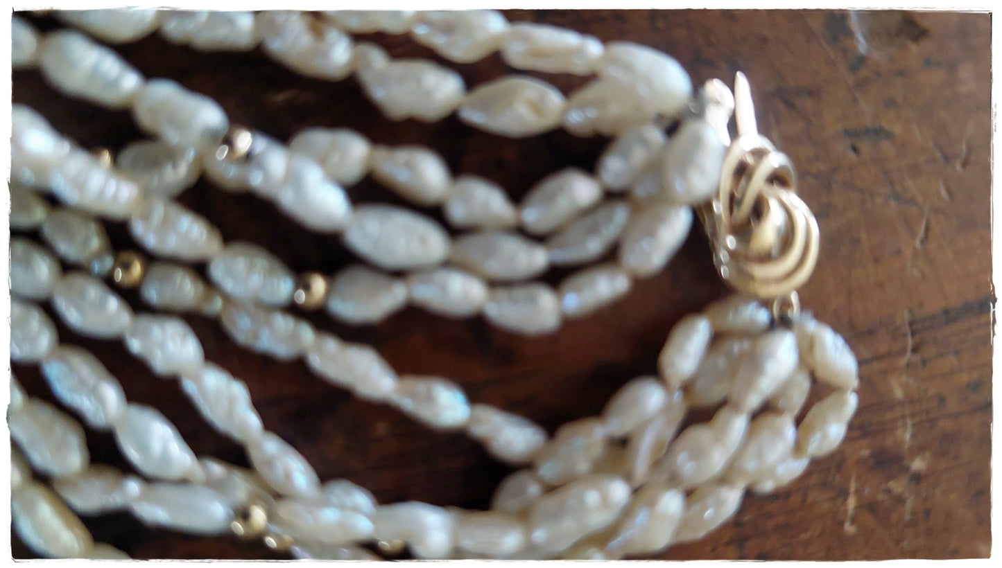 Seed Pearl and 14ct gold necklace