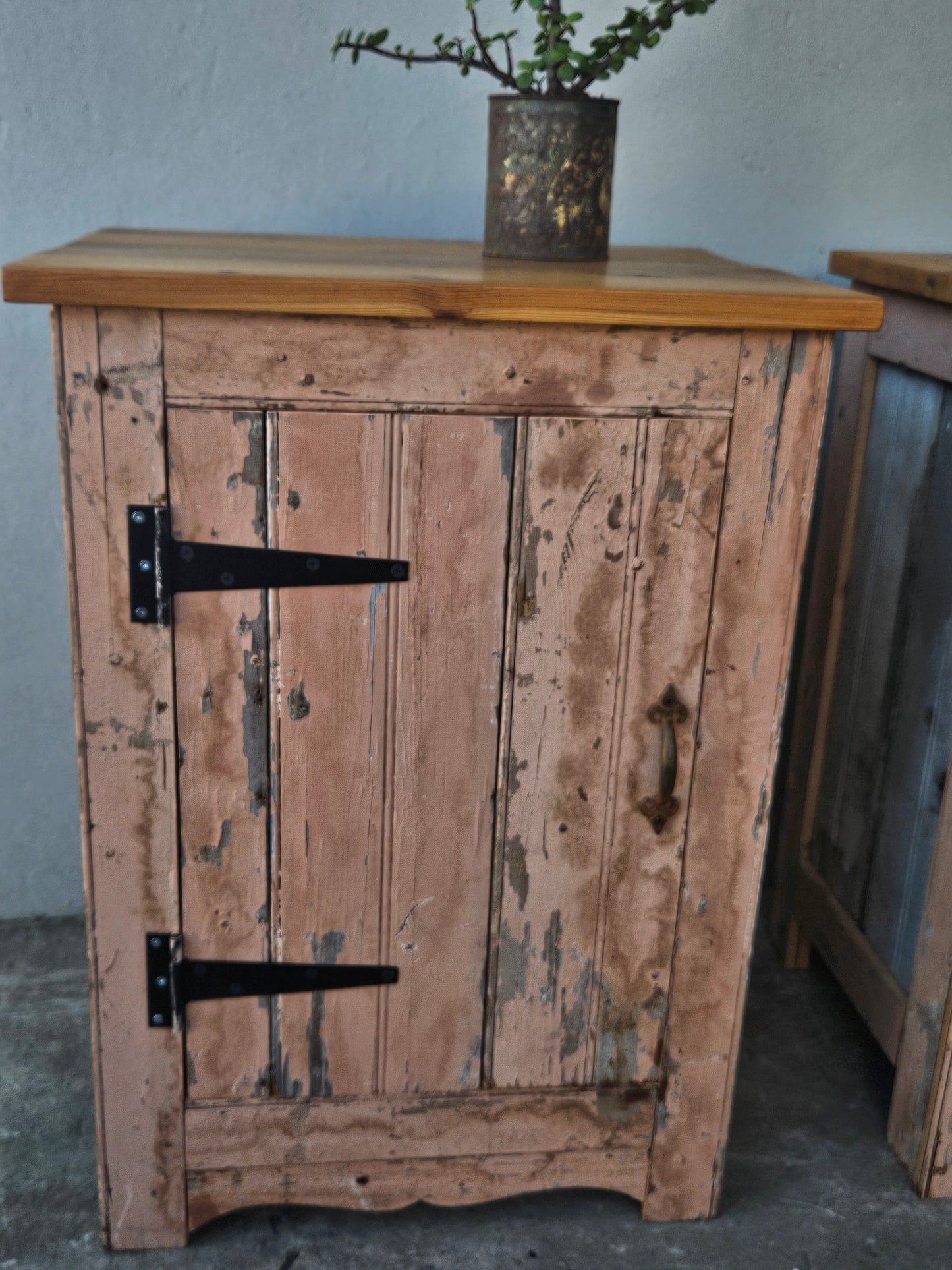 Pair of rustic pink pedestals