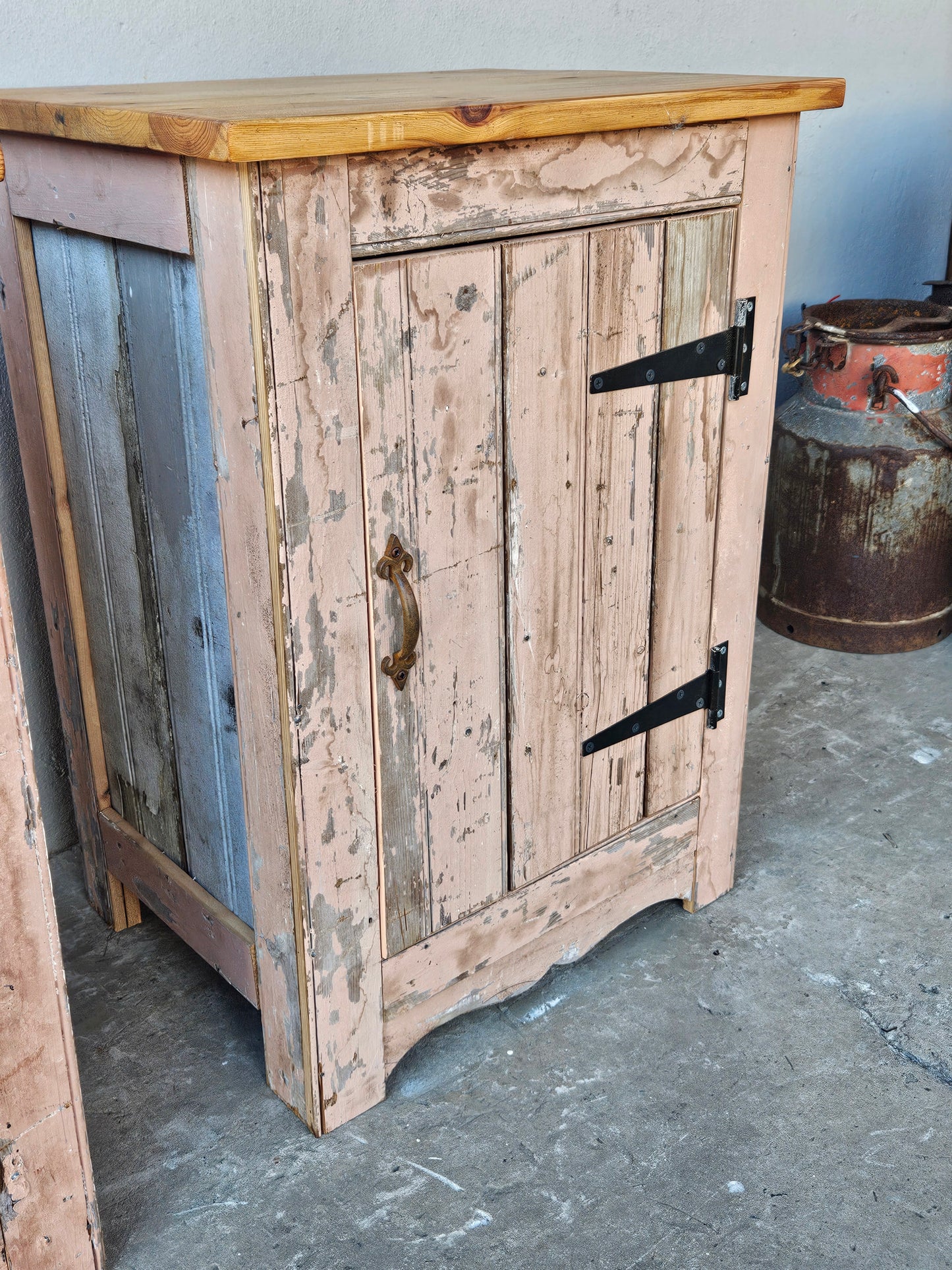 Pair of rustic pink pedestals