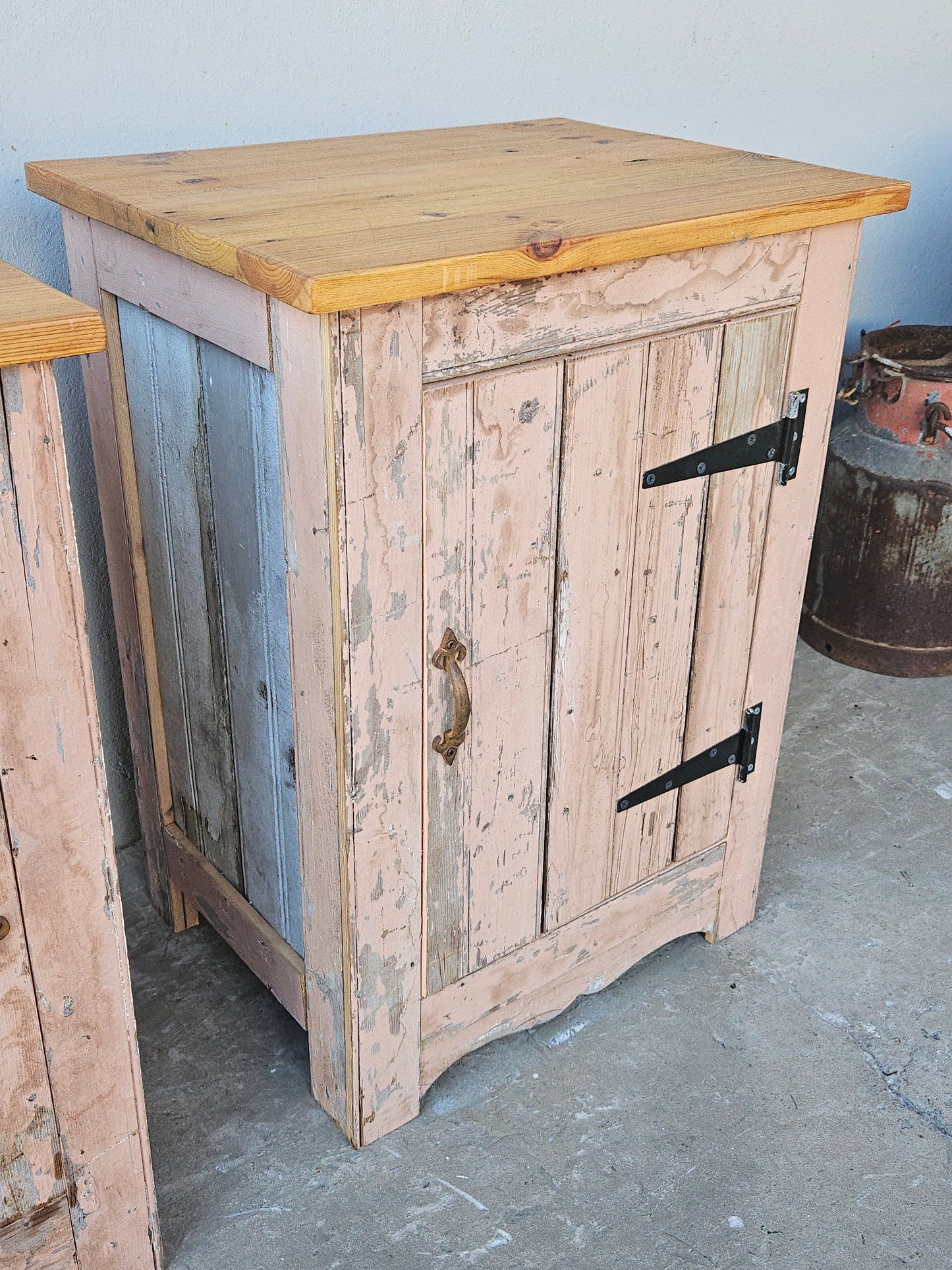 Pair of rustic pink pedestals